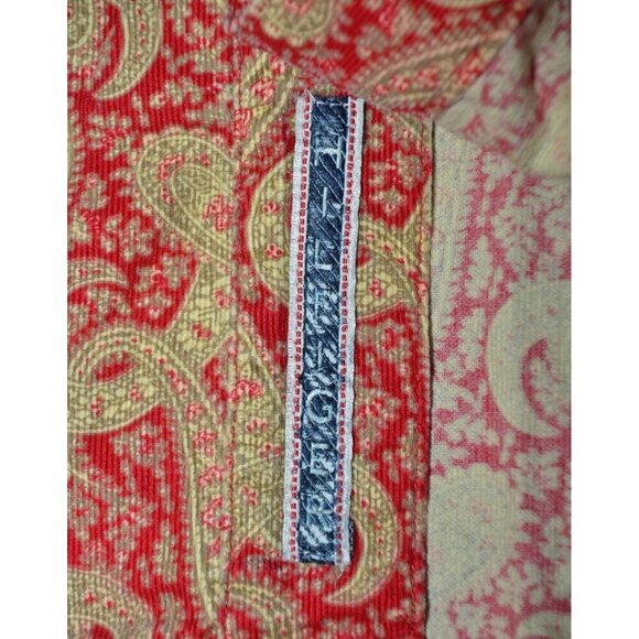 Tommy Hilfiger Ladies L Red Gold Paisley Pearl Snap Shirt Size L Holiday Western - Picture 5 of 9